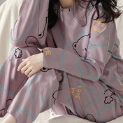 Resim Kadınlar İçin Uzun Kollu ve Pantolonlu İki Parçalı Pijama Takımı, Sonbahar/Kış için Rahat Günlük Giyim 