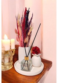 Resim Dekoratif Vazo Seti - Oda Kokusu -minimal Çiçek Vazo - Geometrik Şekilli Vazo Beyaz 