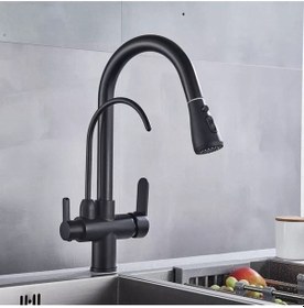 Resim Fleko Siyah Arıtmalı Spiralli Mutfak Eviye Bataryası Siyah 