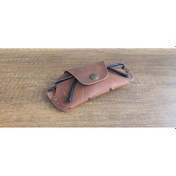 Resim Sumerian Leather Craft Deri Gözlük Kılıfı Taba + Anahtarlık 