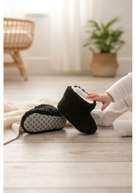 Resim Balbeybi Siyah Bebek Panduf Kaydırmaz Taban Welsoft Yumuşak Patik Kışlık Unisex İlk Adım Pandufu Siyah 
