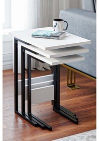 Resim Zg3 Metal Zigon Sehpa 3'lü Beyaz 