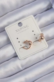 Resim Tua Moda Xuping Rose Renk Zirkon Taşlı Bombeli Topçuk Earcuff Küpe Çok Renkli 