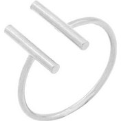 Resim 925 Ayar Gümüş Çubuk Ayarlanabilir Yüzük, Beyaz Gümüş-Ayarlanabilir 