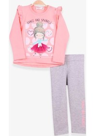 Resim Breeze Kız Bebek Taytlı Takım Balerin Kız Simli Baskılı Somon (1.5-2 Yaş 