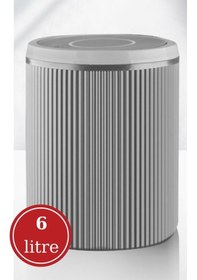 Resim Flora 5 Parça Banyo Seti Çöp Kovası 6 Lt, Wc Fırça, Sıvı Sabunluk, Katı Sabunluk, Diş Fırçalık Gri 