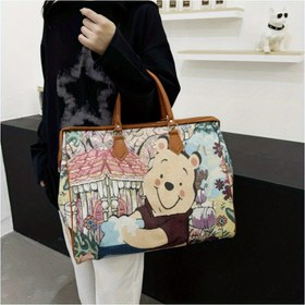 Resim 1 Disney Winnie the Pooh retro tarzı el çantası, şık omuz çantası, geniş spor çantası, hafif outdoor depolama çantası 