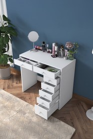 Resim Rani Mobilya Rani Bj108 Makyaj Masası 7 Çekmeceli Takı Düzenleyici Beyaz 