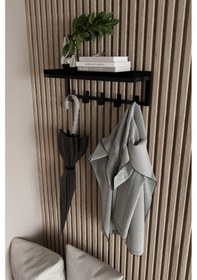 Resim Aju Modern Portmanto Duvar Tipi Askılık Ve Raf Ceket Şemsiye Çanta Havlu Elbise Posta Hol Askısı Siyah 