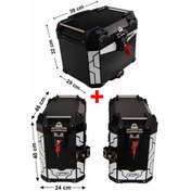 Resim GP Kompozit Universal 37+40+40 lt Alüminyum Motosiklet Çanta Seti Siyah 