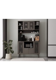 Resim Kahve Köşesi 120 Cm %100 Mdf Panjur Kapak Çok Amaçlı Dolap Gri 
