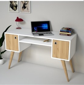 Resim Emkawood Emkawood Arte Çalışma Masası Beyaz - Meşe 