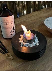 Resim Dekoratif Bio-fire V2 Siyah Masaüstü Şömine + 1 Lt Bio-ethanol Yakıt 