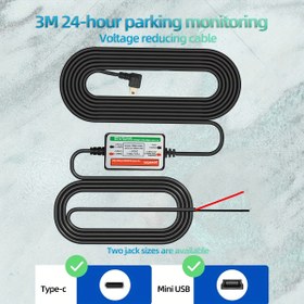 Resim Voltaj düşürücü kablo, 2.5A gizli güç kablosu, mini ve type-c bağlantı noktaları ile donatılmış, düşük voltaj koruması özellikli, farklı elektronik cihazlar için uygun 