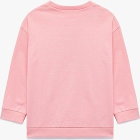 Resim Koton Pamuklu Uzun Kollu Bisiklet Yaka Baskılı Sweatshirt Pembe 6wmg10099ak Gül 