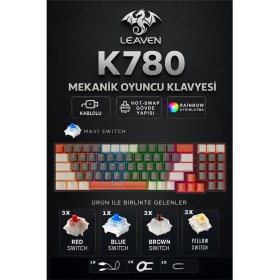 Resim Leaven K780 Kablolu Mekanik Rgb Işıklı Klavye 78 Tuşlu Kompak ve Şık Tasarım Ingilizce Q Klavye Ev ve Ofis Klavyesi 