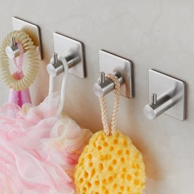 Resim Zift Unique 4 Adet Paslanmaz Çelik Banyo & Mutfak Havlu Askısı / Havluluk & Bornoz Askısı 