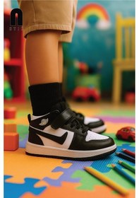 Resim Günlük Unisex Sneaker Bağcıklı Hafif Yumuşak Kaymaz Taban Bilekli Basketbol Ayakkabı 8070 Siyah- Beyaz- 02 