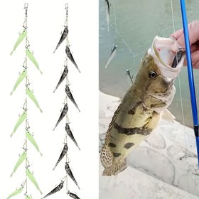 Resim 10 Adet Jig Başlıklı Yumuşak Balık Yemi - Deniz Levreği için Kurşunlu PVC Yüzgeçli Yemler, Döküm Takımı, Balıkçılık Yemi 