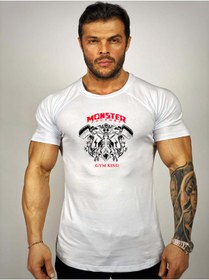 Resim Black İstanbul Monster Gym King Baskılı Fitness Tshirt 