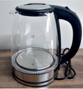 Resim Markafox Crwn Cam Gövdeli 1.8L Elektrikli Su Isıtıcı Kettle 1500W Hızlı Kaynatma LED Işıklı 