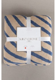 Resim Twin Battaniye Soft Pamuklu Çift Kişilik Battaniye Kahve Mavi 200 X 220 5037a Mavi 