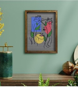 Resim Bk Home Woman Line Tasarımlı Doğal Masif Ahşap Çerçeveli Tablo-5 (551089884) 