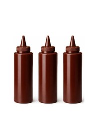 Resim Sosluk Sıkma Şişesi 3 Adet 750 Ml Bpa Free Barbekü/çikolata Sos Şişesi Endüstriyel Kullanım Kahverengi 