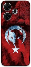 Resim Gramaphone Xiaomi Redmi 13 ile Uyumlu Türk Bayrağı Desenli Telefon Kılıfı + Ekran Koruyucu - 5856 