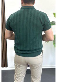 Resim Erkek Açık Yaka Desenli Tişört Koyu Yeşil Edw385 Koyu Yesil 