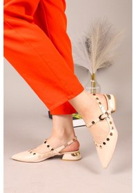 Resim Tootsy Gold Detaylı Rugan Babet Ten-7939 Ten 