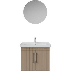 Resim Creavit D20 Lake Çizgili Kapaklı Banyo Dolabı | 65-80-100 cm | Yuvarlak / Kare / Dolaplı Ayna Seçenekli - DAFNE / 65 CM / AYNALI DOLAP 