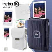 Resim Fujifilm Instax Mini Link 2 Uzay Mavisi Yazıcı-10'lu Mini Film-Deri Kılıf-Albüm-Çerçeve ve Kıskaçlı Stand Fujifilm