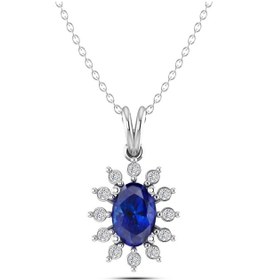 Resim Oval Pırlantalı Safir Kolye 