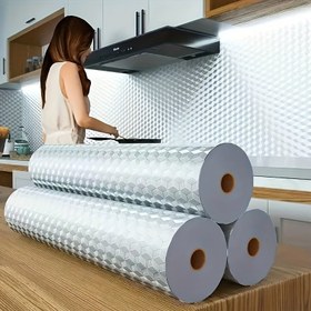 Resim Isıya, suya, yağa ve neme dayanıklı mutfak sobaları için çıkartmalar. Dolap duvarları ve tezgahlar için kendinden yapışkanlı alüminyum folyo kağıdı. 