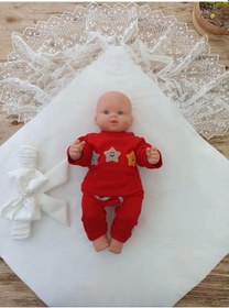 Resim Yenidoğan Sahra My Princess Nakışlı Lüks Kundak Bebek Battaniyesi Ekru Ekru 