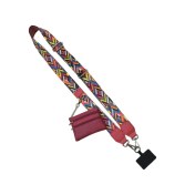 Resim Chenkestoreone Yonago Kırmızı Fermuarlı Çapraz Telefon Askısı Cüzdanlı Kartlık 