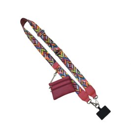 Resim Chenkestoreone Yonago Kırmızı Fermuarlı Çapraz Telefon Askısı Cüzdanlı Kartlık 