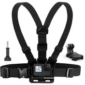 Resim 1 Adet GoPro Hero 13, 12, 11, 10, 9, 8, 7, 6, 5, 4, Session, 3+, 3, 2, 1, Max, AKASO, DJI Osmo Action Kameralar için Evrensel Ayarlanabilir Göğüs Montaj Kayışı - Sırt Plakalı Vücut Montajı, Çift Kilit ve Güvenli Tokalar 