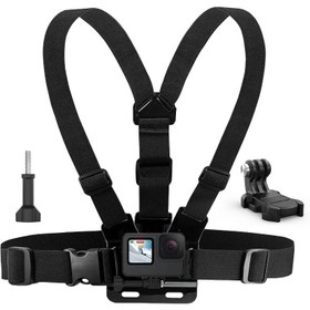 Resim 1 Adet GoPro Hero 13, 12, 11, 10, 9, 8, 7, 6, 5, 4, Session, 3+, 3, 2, 1, Max, AKASO, DJI Osmo Action Kameralar için Evrensel Ayarlanabilir Göğüs Montaj Kayışı - Sırt Plakalı Vücut Montajı, Çift Kilit ve Güvenli Tokalar 