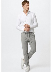 Resim Altınyıldız Classıcs Erkek Acık Grı Slim Fit Dar Kesim Beli Bağlamalı Yan Cepli Casual Jogger Pantolon Açık Gri 