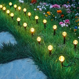 Resim Güneş Enerjili Dış Mekan Dekoratif Çim Lambası Bahçe Peyzaj Kabarcık Topu Lambası Bahçe Dekoru Hasır Lambası Patio Bahçe Çim Ortam Aydınlatma Kaynağı Sensörü Güneş Enerjisi Şarjlı Çim Lambası Çok Renkli Ayarlanabilir Çim Lambası 