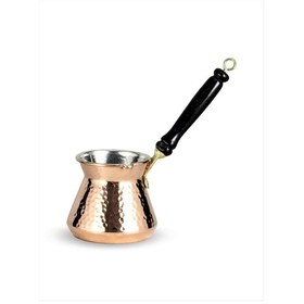 Resim Ahşap Sap Kalın Dövme Topak Bakır Cezve 500 Ml 