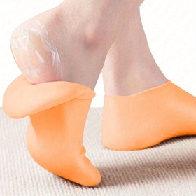 Resim 1 çift silikon nemlendirici ayak çorabı - yüksek esneklik, kuru ve çatlamış ayak bakımı için, yumuşatıcı, günlük kullanım için uygun, erkekler ve kadınlar için uygundur, hafif bej renkli, silikon çoraplar, hafif bej bakım aletleri 