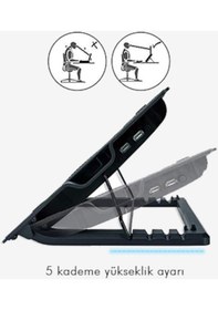 Resim Wozlo Ergostand Yükseklik Ayarlı 14 CM Fan Led'li Notebook Soğutucu 