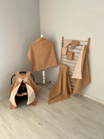 Resim %100 Pamuk 9 Parça Çift Taraflı Bir Tarafı Pike Muslin Kurdelalı Set Krem 
