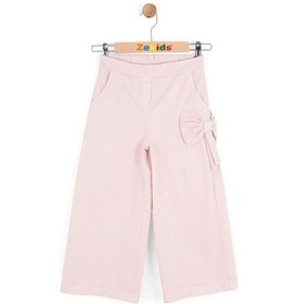 Resim Kız Çocuk Fiyonk Detaylı Geniş Paça Pantolon-16153 Pudra 