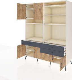 Resim Kronos Gardrop 10 Raflı 3 Çekmeceli 8 Kapaklı 176x59x221 Aytaşı-çam/antrasit Çam/antrasit 