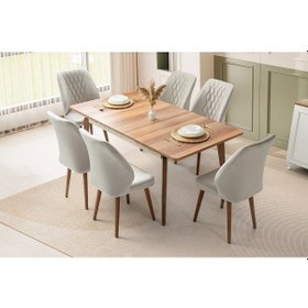 Resim Çınar Yemek Masası+6 Sandalye Ceviz 