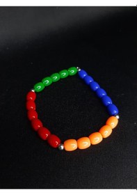 Resim Mryart Renkli Boncuklu El Yapımı Unisex Bileklik Rainbow Tasarım Çok Renkli 